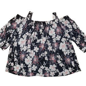 Avenue Cold Shoulder Floral Print Top